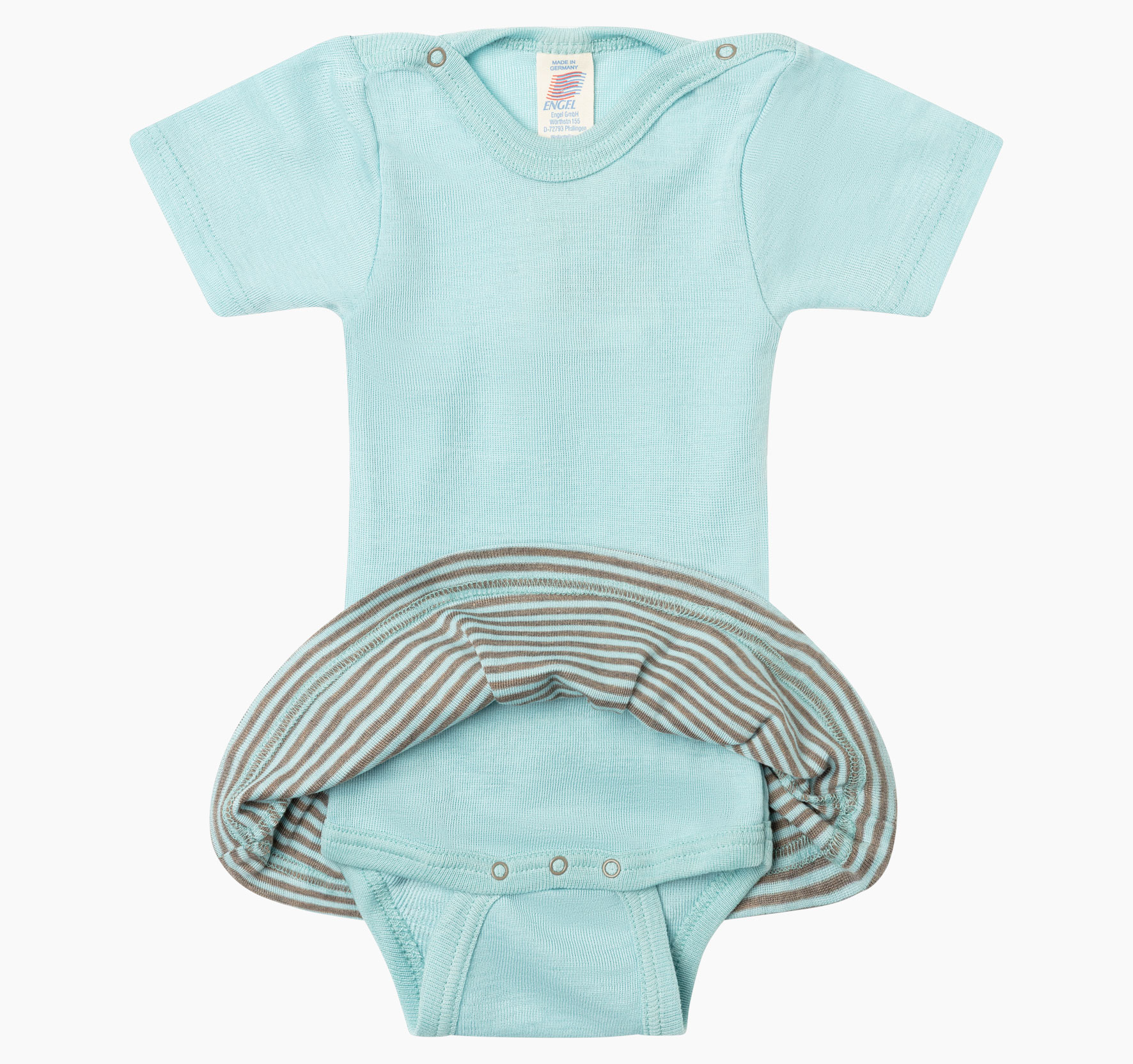 Body Baby, short sleeved, with striped skirt, GOTS