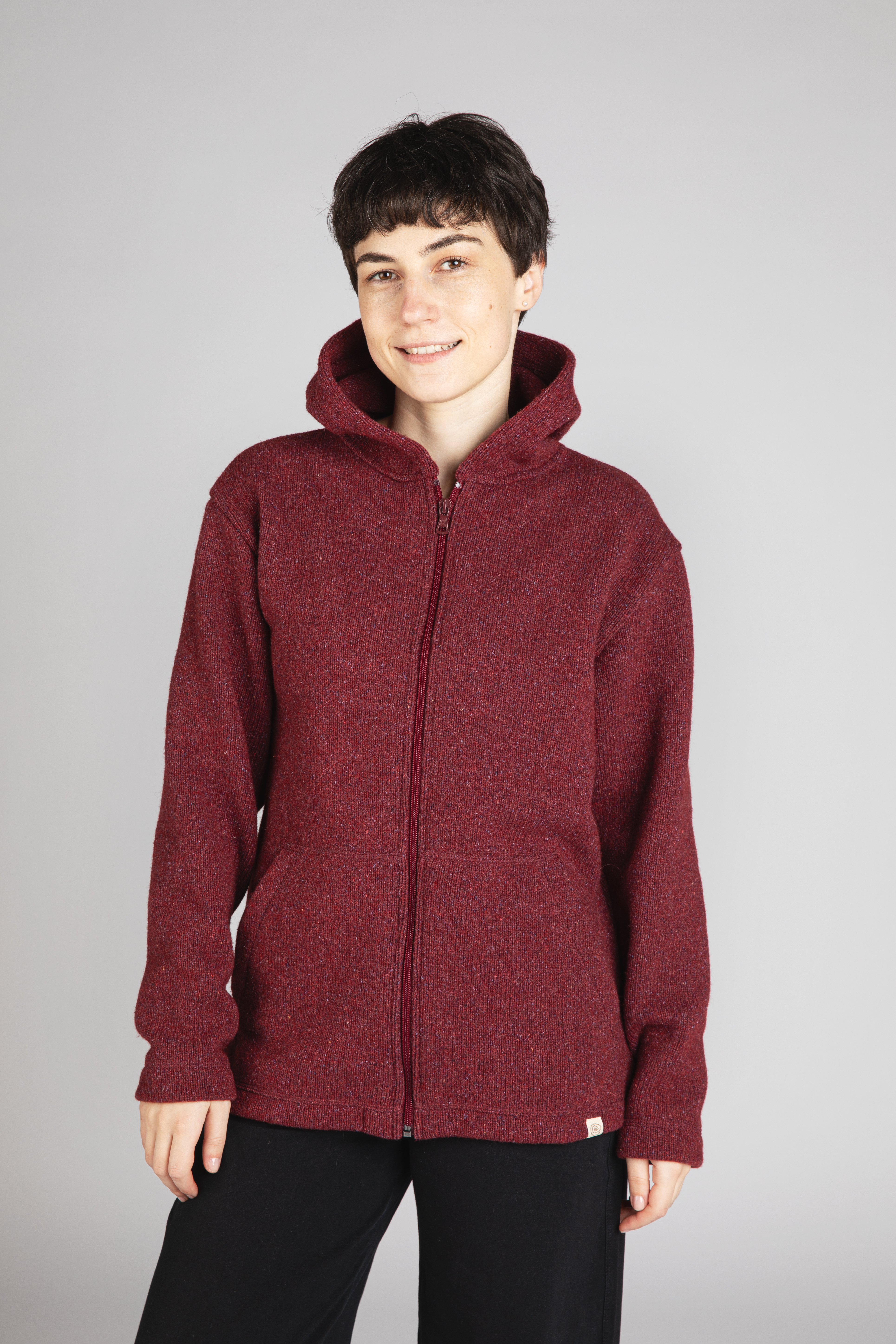 Damen Jacke mit Reißverschluss aus Merinowolle & Seide - Recyclinggarn