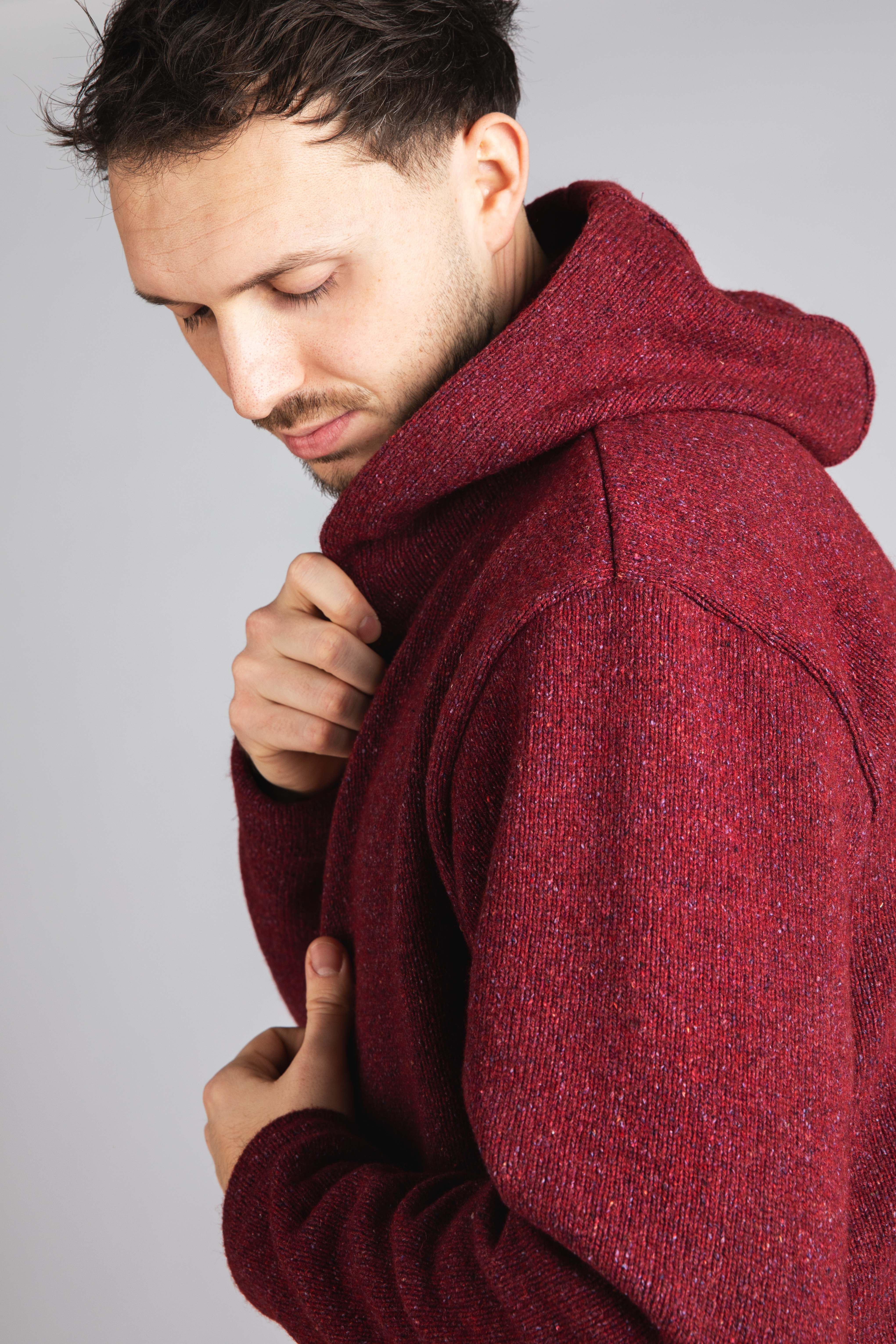Jacke Herren mit Reißverschluss aus Merinowolle & Seide - Recyclinggarn