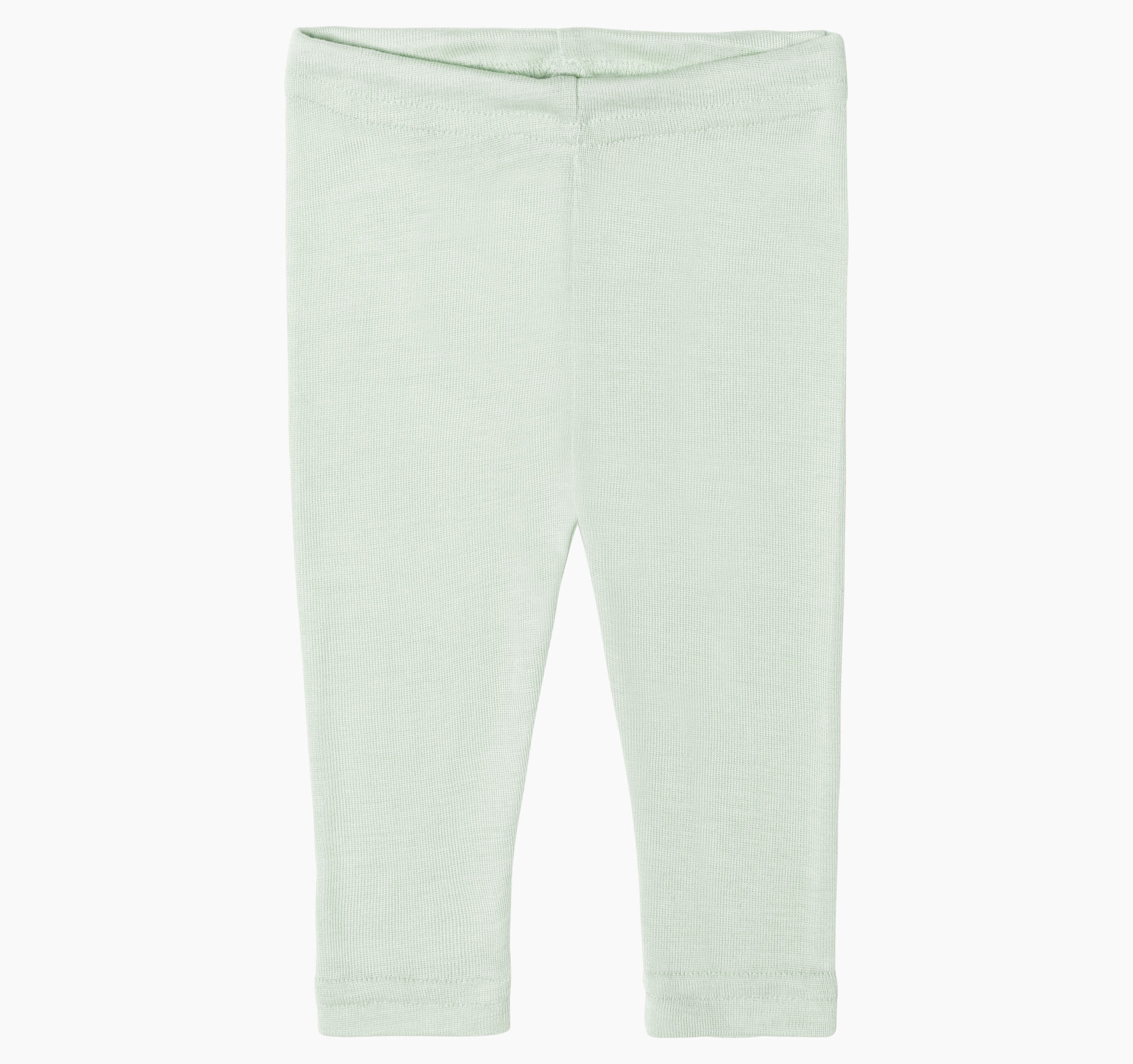 Baby wool and silk leggings in pastel mint by Engel.