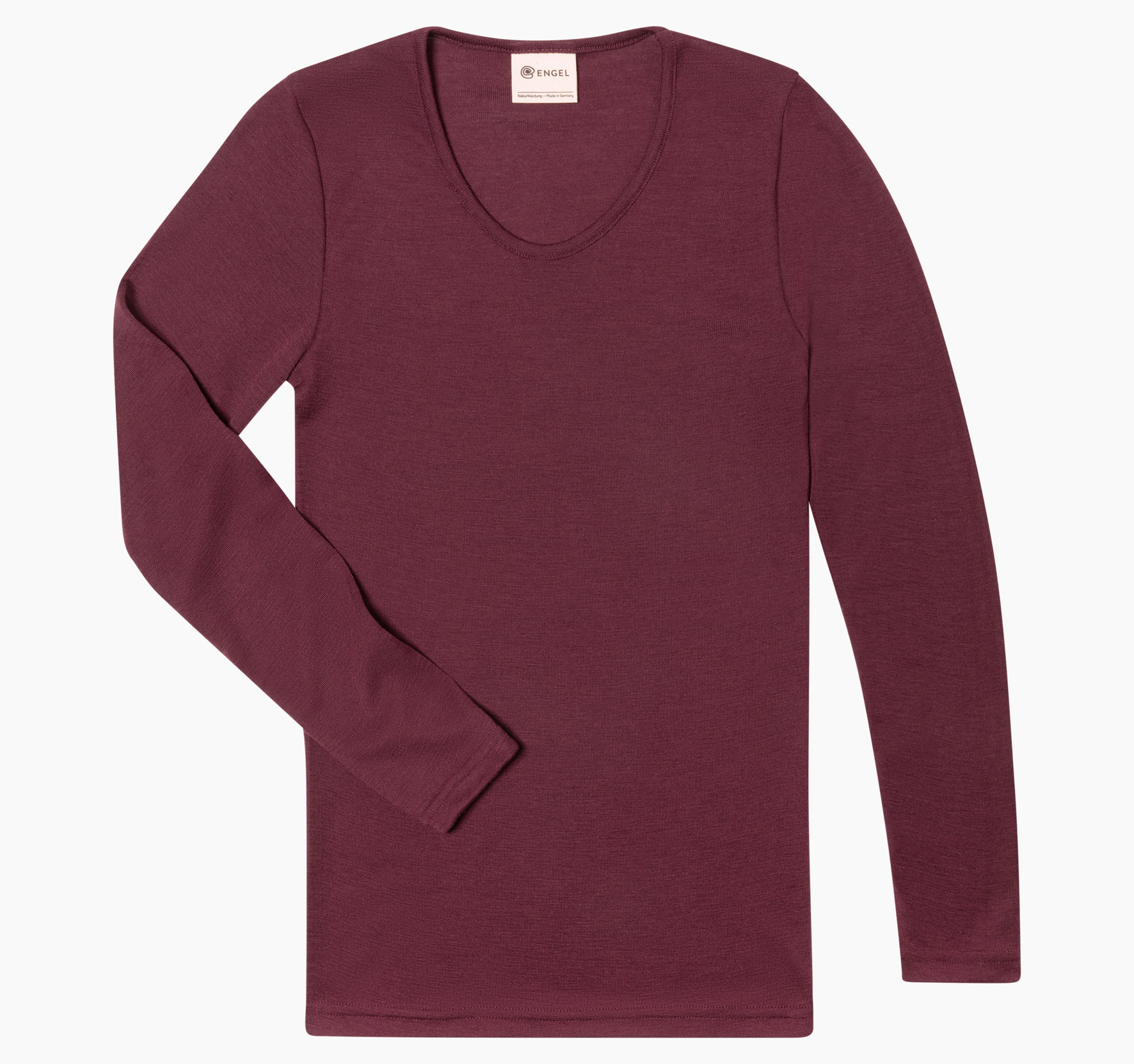 Langärmiges Feinripp-Shirt mit für Damen aus 70% Bio-Merinoschurwolle und 30% Seide mit einem runden Halsausschnitt.
