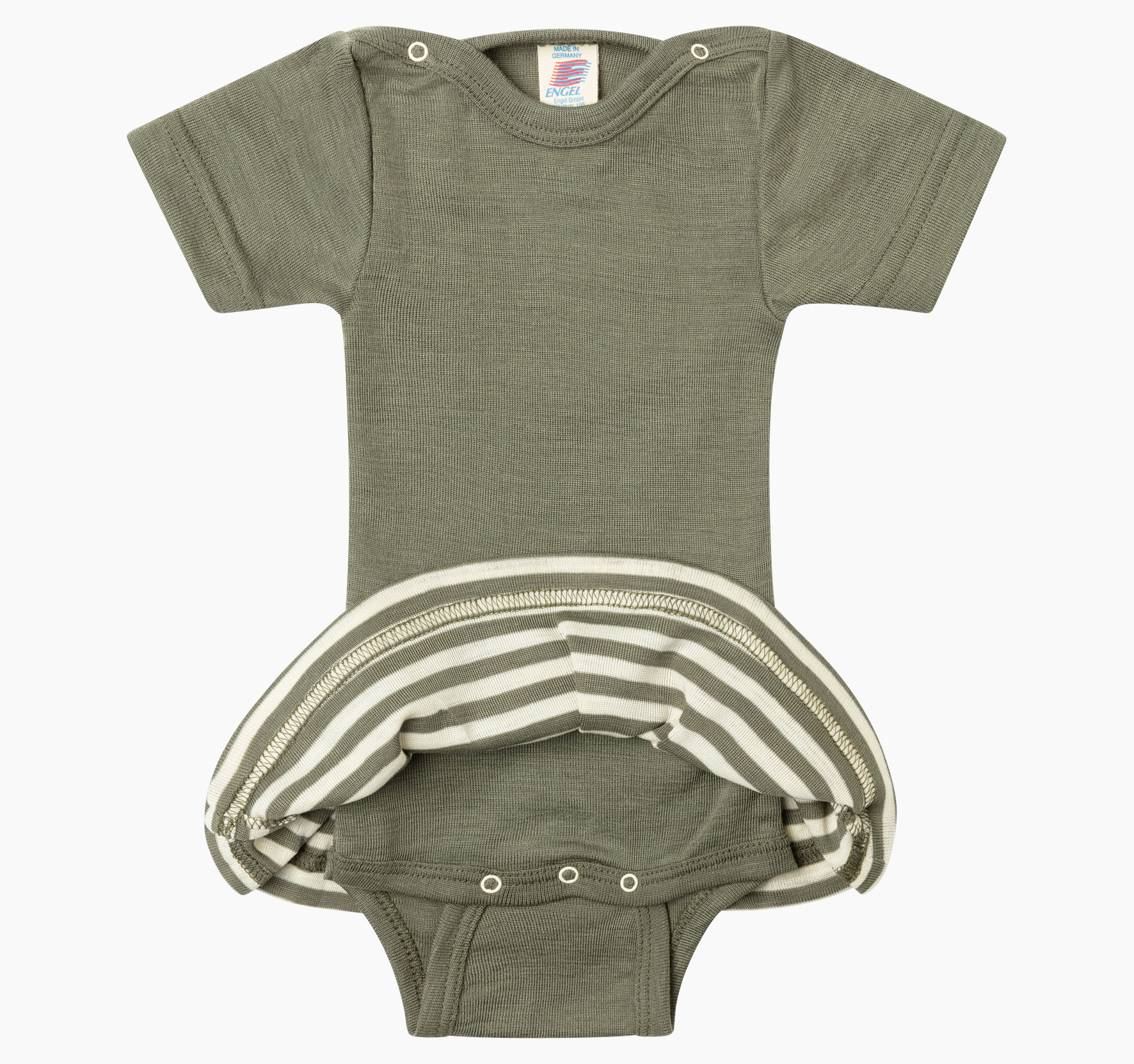 Body Baby, short sleeved, with striped skirt, GOTS