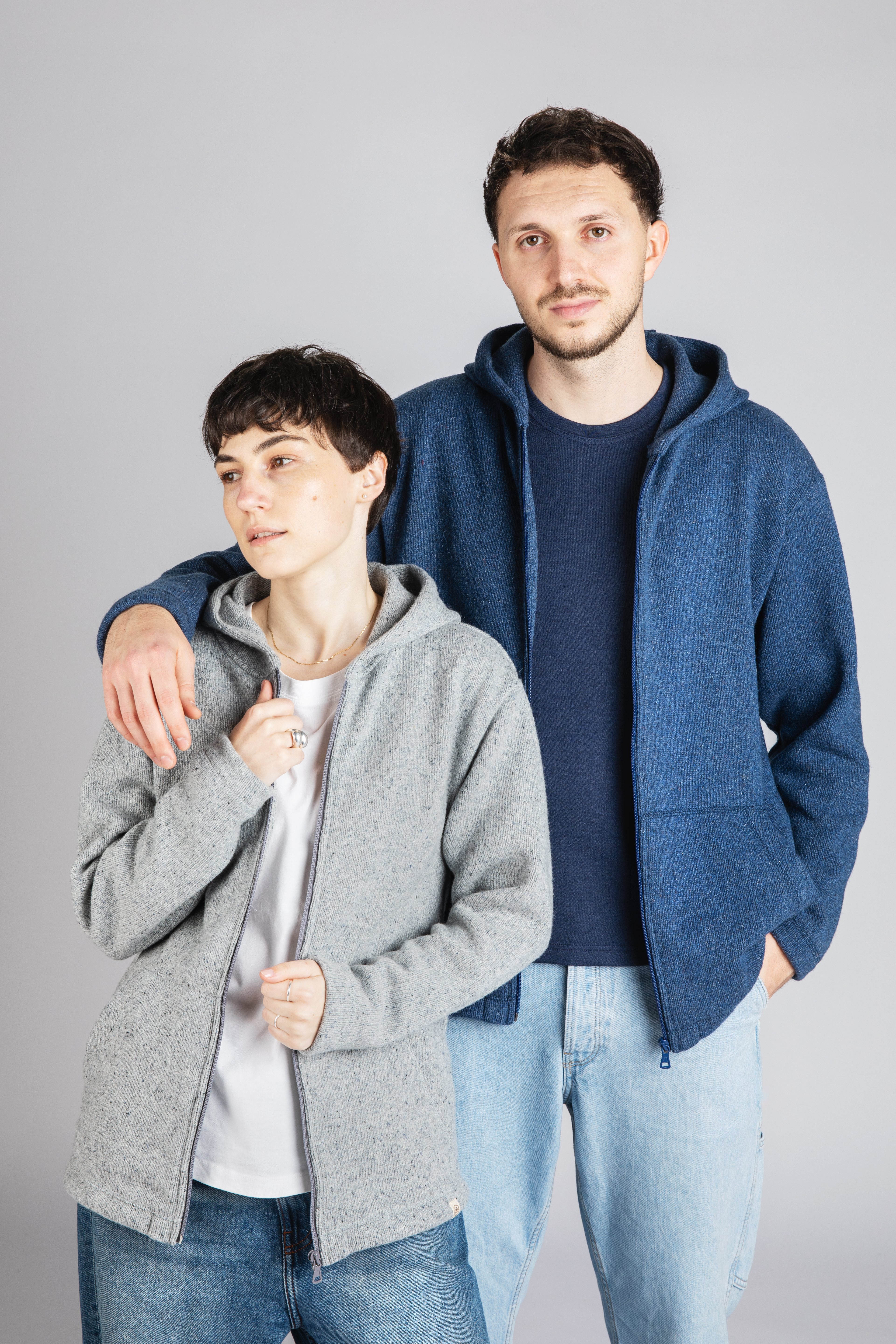 Jacke Herren mit Reißverschluss aus Merinowolle & Seide - Recyclinggarn