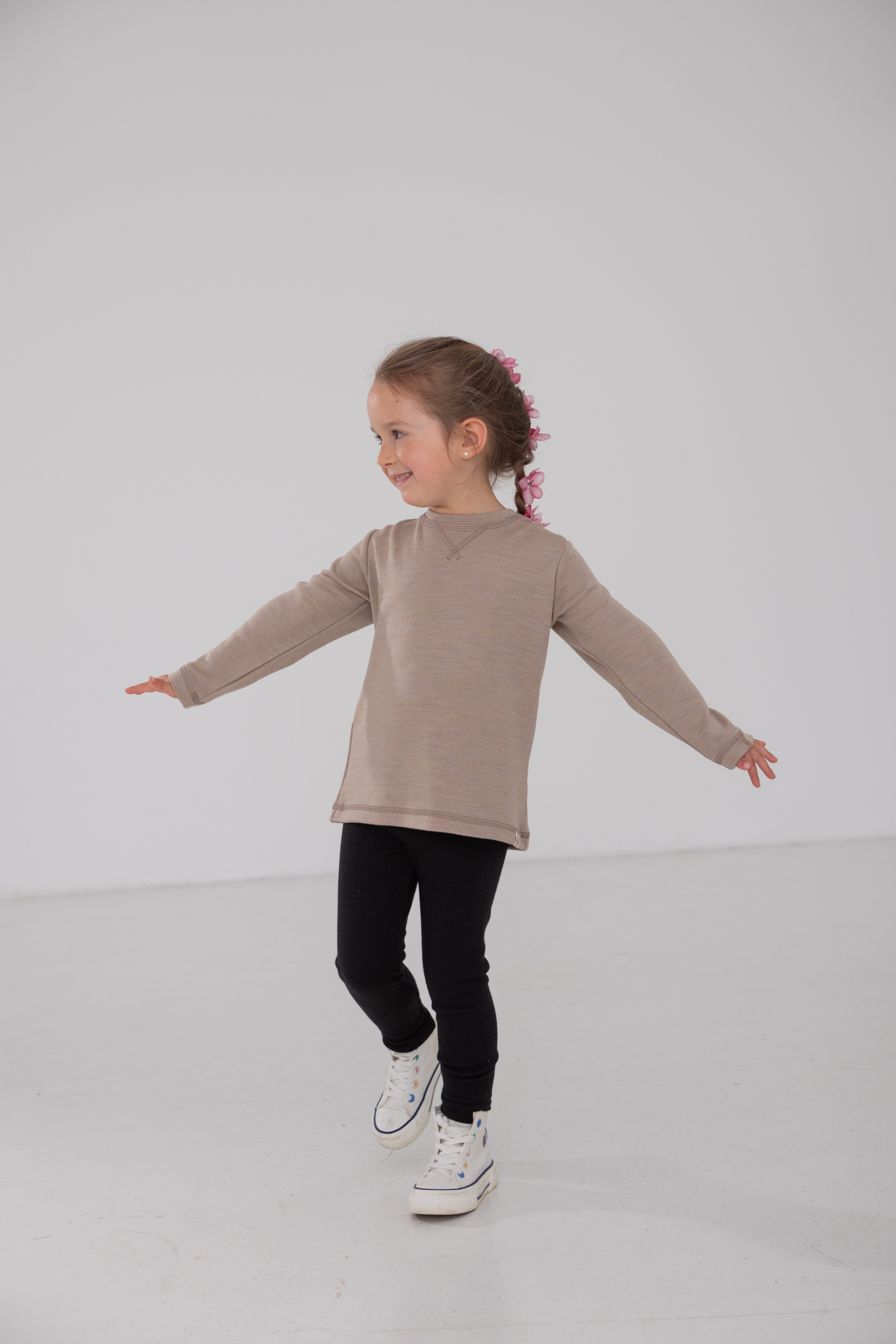 Kids merino wool &amp; silk leggings, GOTS