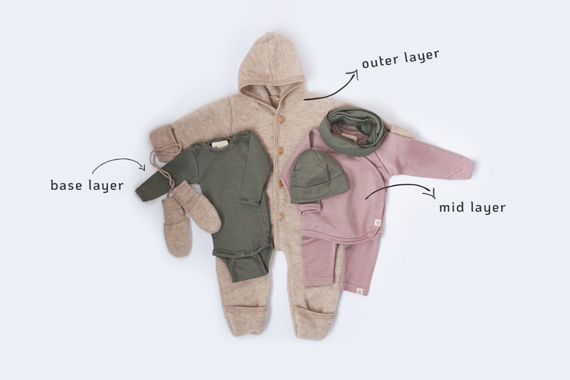 Lagenlook für Babys aus Bio Merinowolle und Seide  von Engel Naturkleidung.