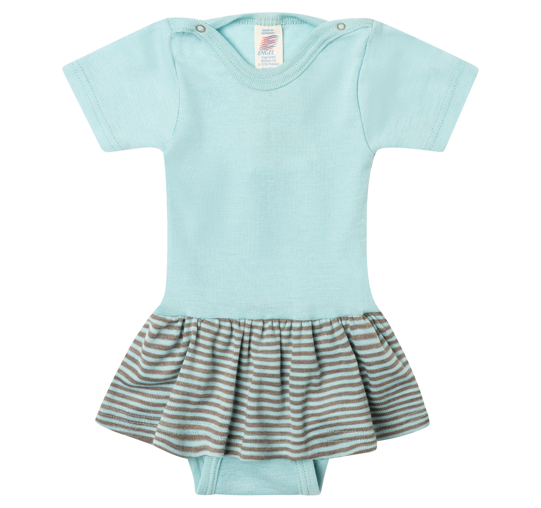 Baby Body, short sleeved, with striped skirt, GOTS