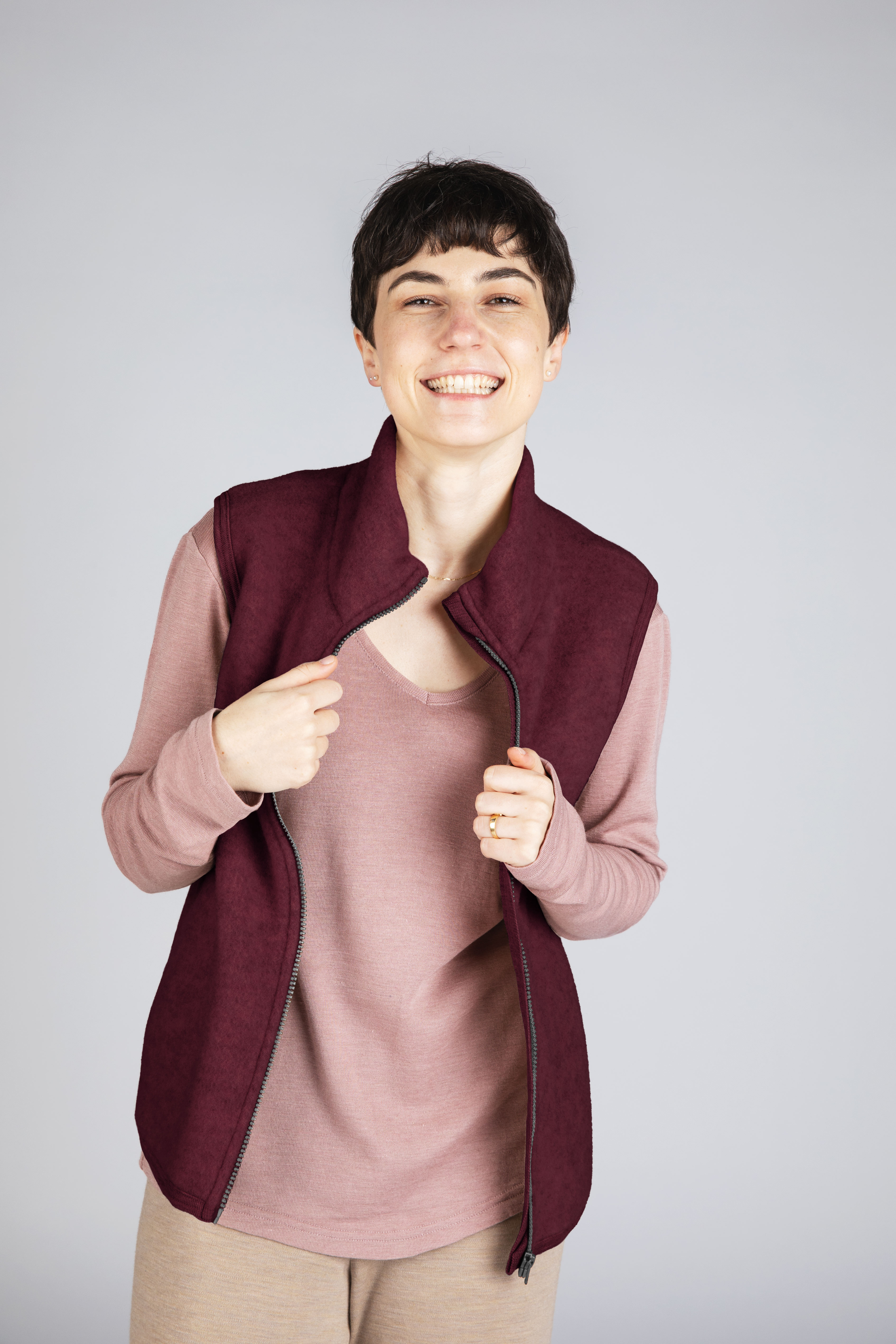 Women's merino wool fleece vest, IVN BEST