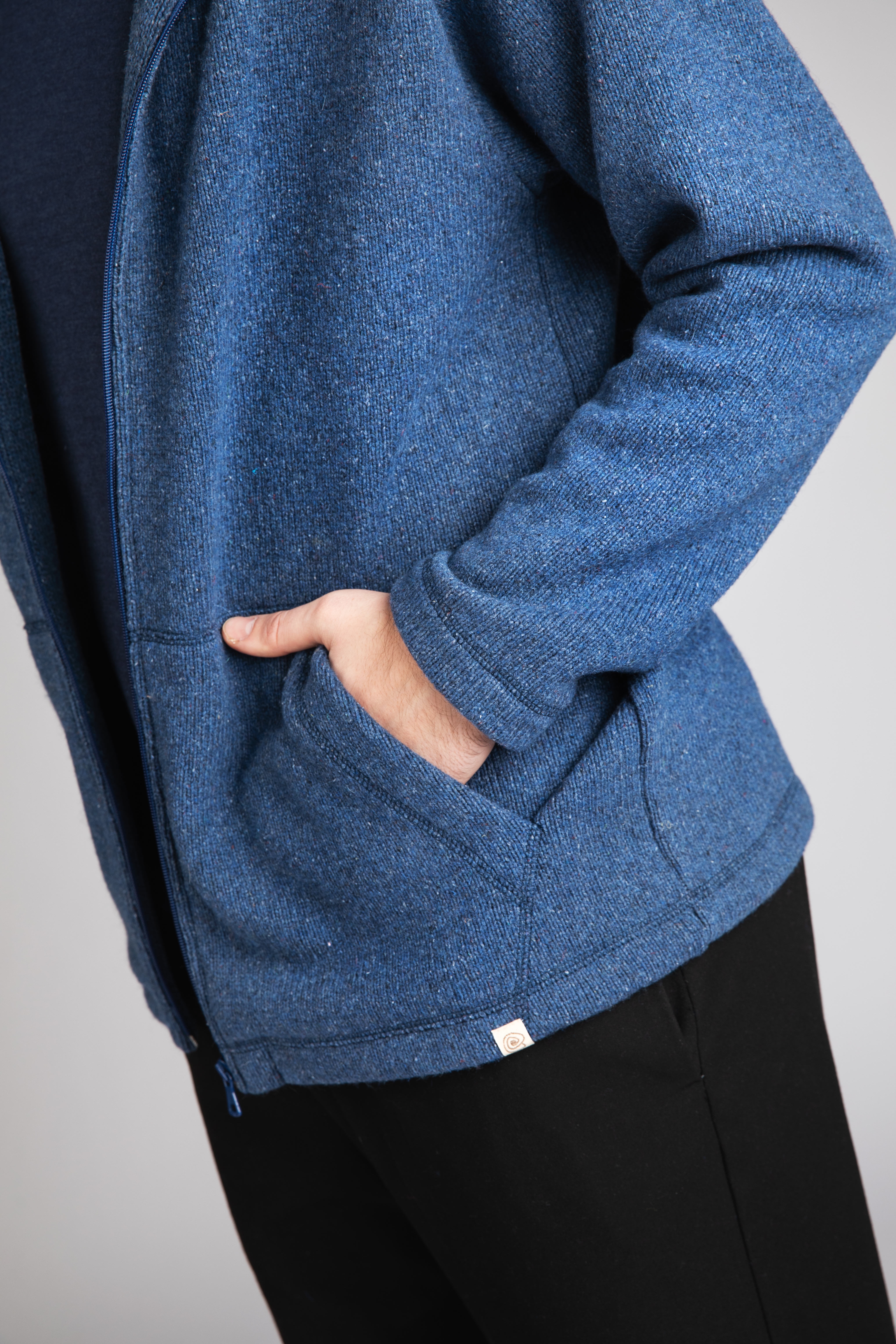 Jacke Herren mit Reißverschluss aus Merinowolle & Seide - Recyclinggarn