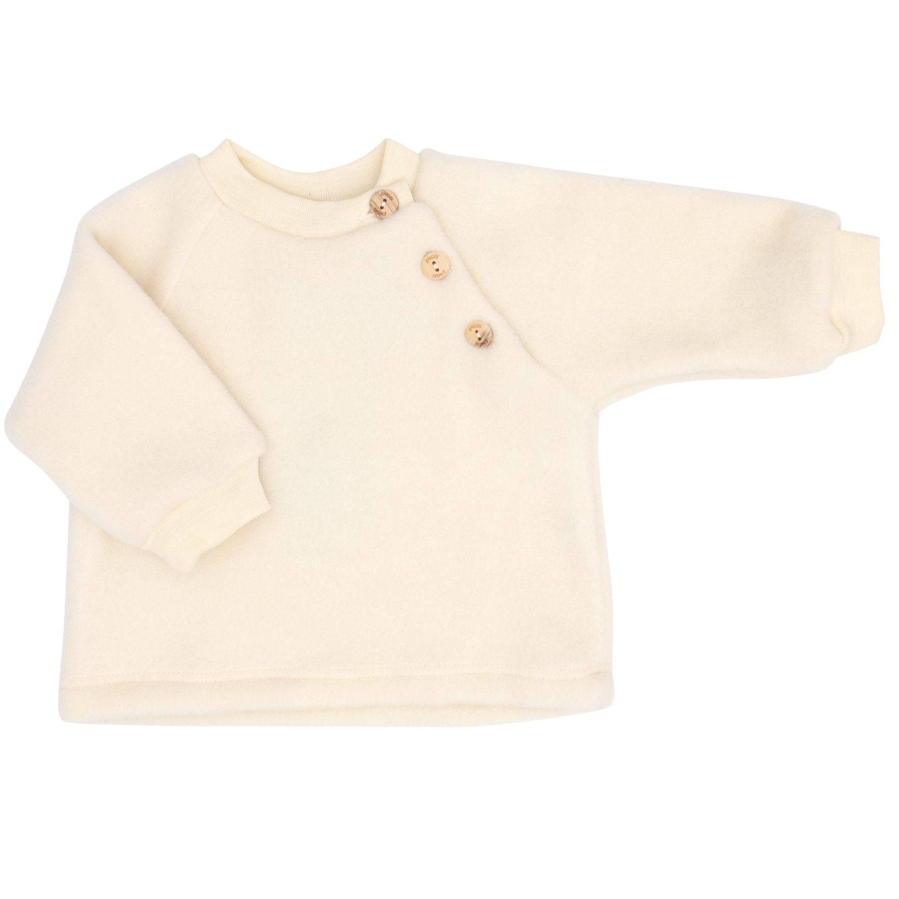 Raglan sweater, with wooden buttons